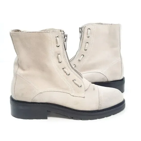 All Saints Ariel Boots Zip Up Suede Leather Combat Boots NWOB